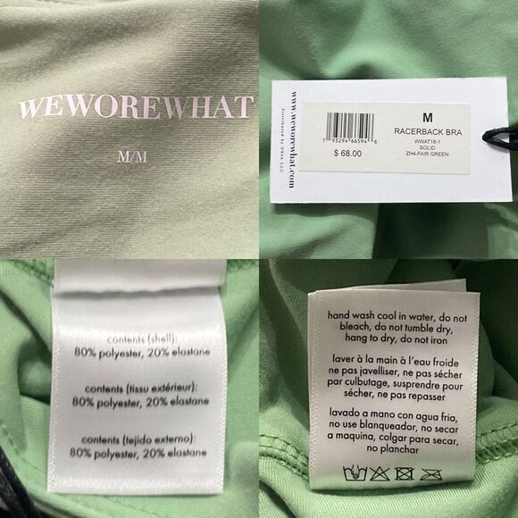 WeWoreWhat Fair Green Racerback Bra Medium NWT - Picture 5 of 6